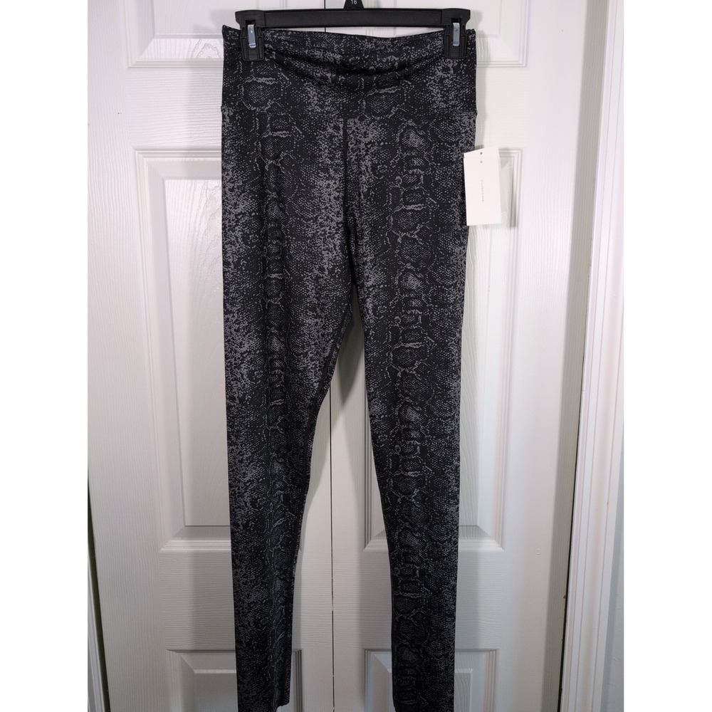 Halston Studio Womens Leggings Black High Rise Snake Stretch Full Length S New